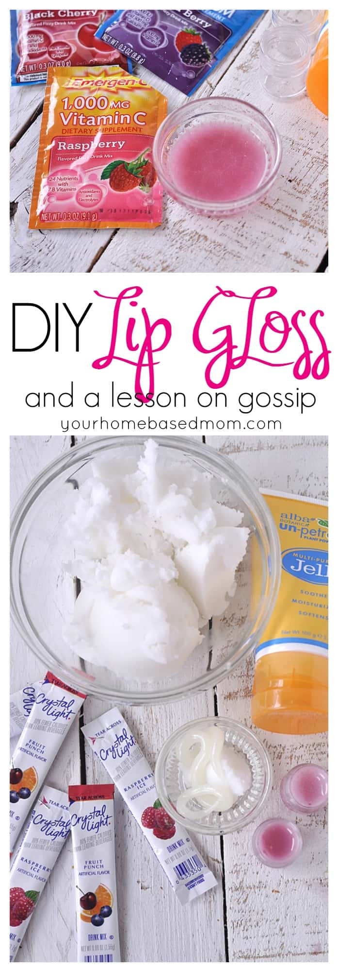 Make your own lip gloss with this easy step by step tutorial @yourhomebasedmom.com