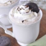 white mug of mint hot chocolate