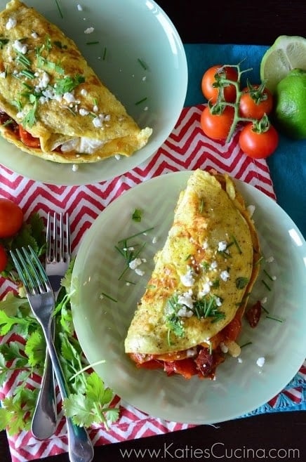 Cherry Tomato and Chorizo Omelette