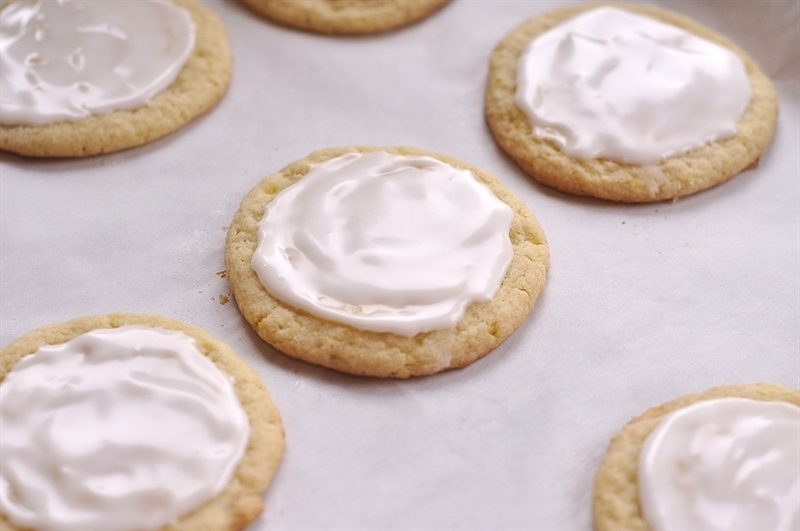 lemon cookies on a baking sheet