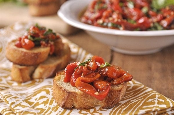 Roasted Red Pepper Bruschetta