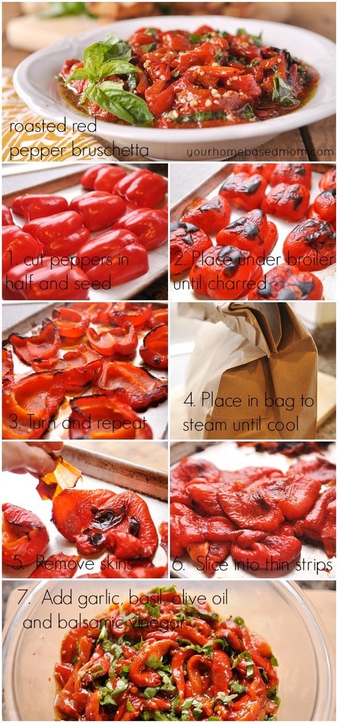 how to make Roasted Red Pepper Bruschetta