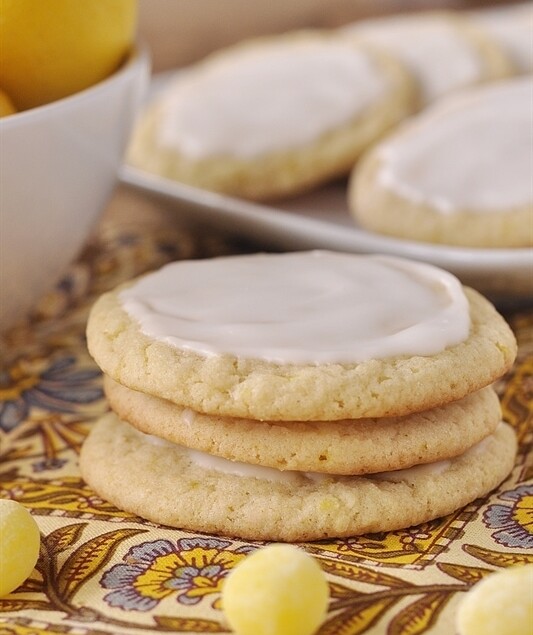 stack of lemon drop cookies