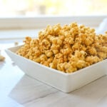 square white bowl of popcorn