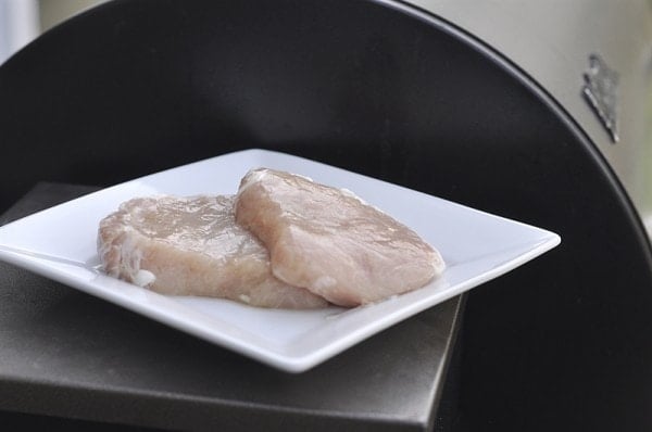 Brined pork chops on a plate