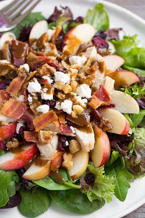 Chicken Apple Bacon Walnut Salad with Balsamic Vinaigrette