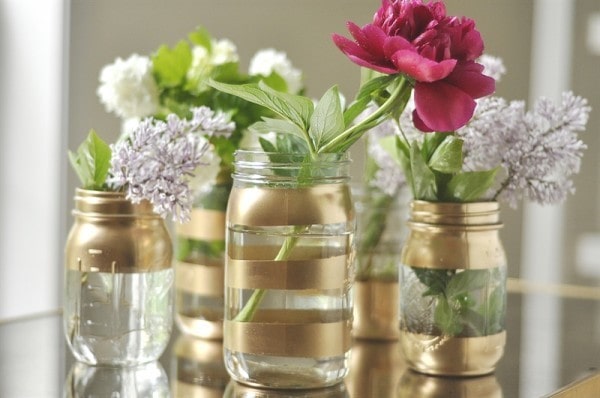 DIY Gold Mason Jar Vases