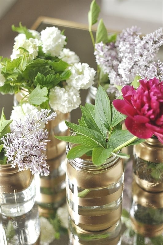 DIY Gold Mason Jar Vases