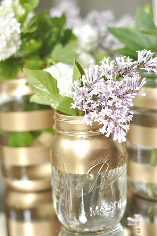 DIY Gold Mason Jar Vases