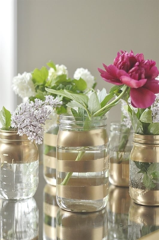 DIY Gold Mason Jar Vases