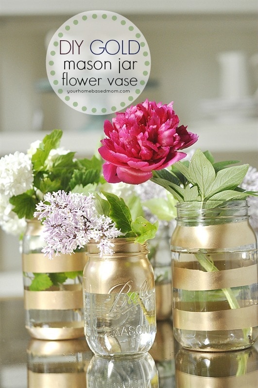 DIY Gold Mason Jar Vases