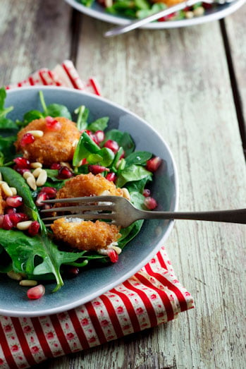 Fried Goat Cheese and Pomegranate Salad