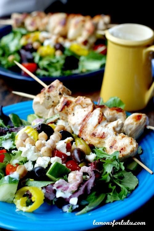 Greek Chicken Souvlaki Salad