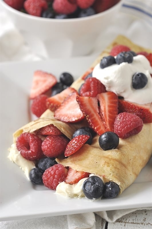 Triple Berry Cream Cheese Crepes
