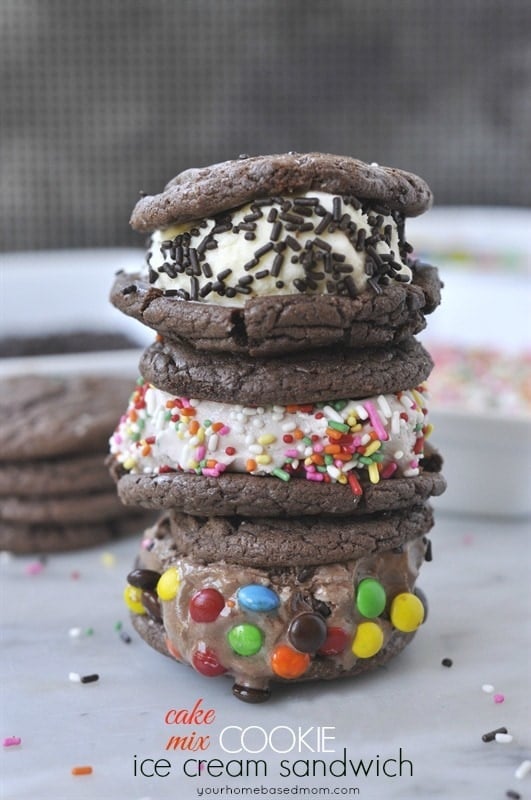 stack of cake mix cookie ice cream sandwiches