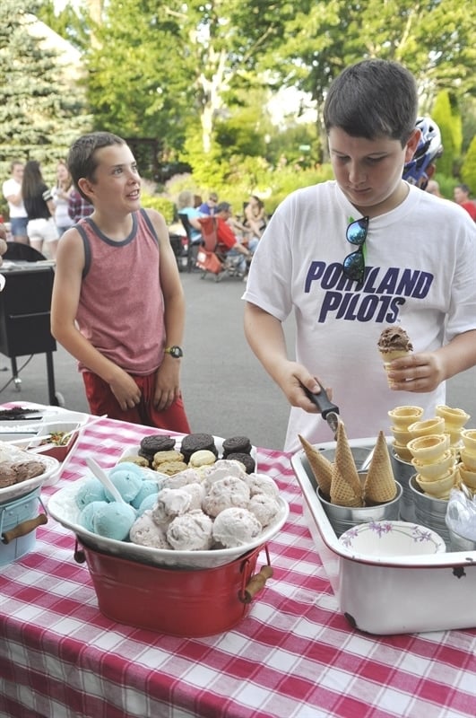 making ice cream sandwiches at the Ice Cream Sandwich Bar