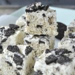 stack of cookies and cream rice krispie treats