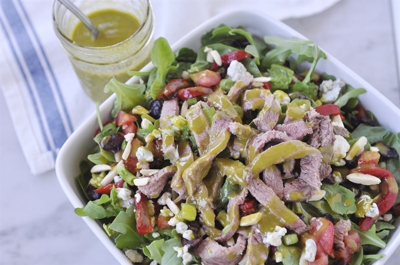 Cubby's steak salad with with blue cheese and roasted red peppers