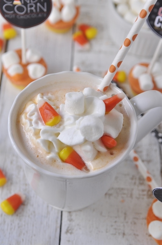 Candy Corn Hot Chocolate on a Stick Your Homebased Mom