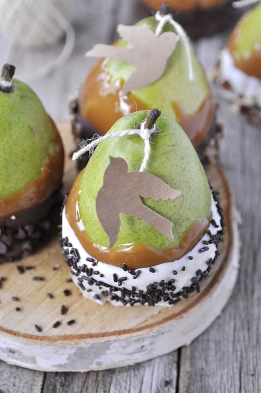 Caramel Covered Pears, a partridge in a pear tree@yourhomebasedmom.com