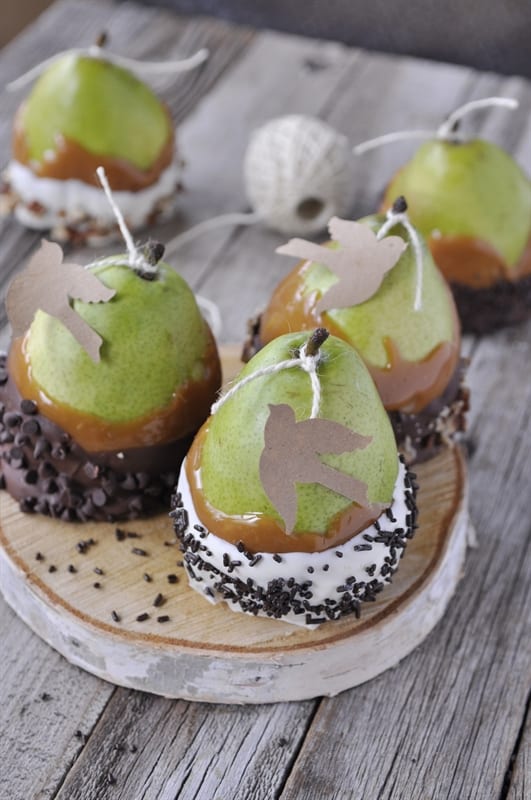 Caramel Covered Pears, a partridge in a pear tree@yourhomebasedmom.com