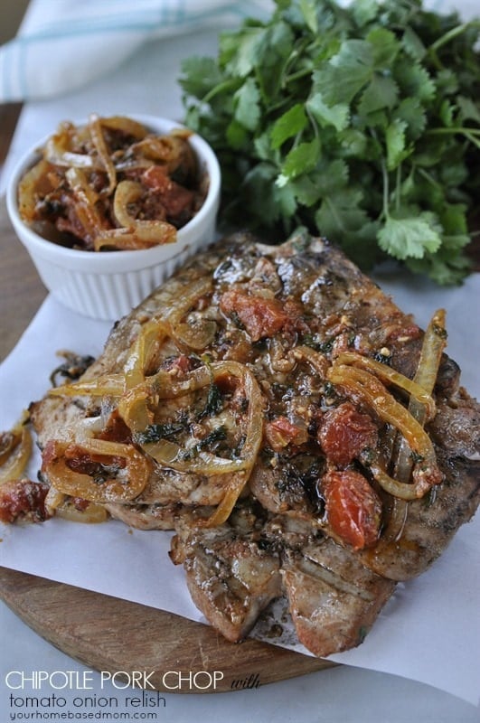 Chipotle Pork Chop with Tomato and Onion Relish