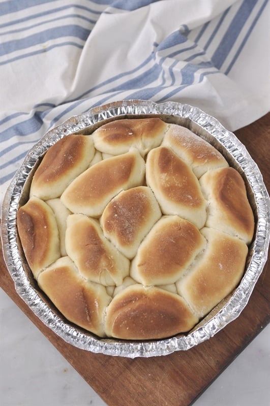 Pan of parkerhouse rolls