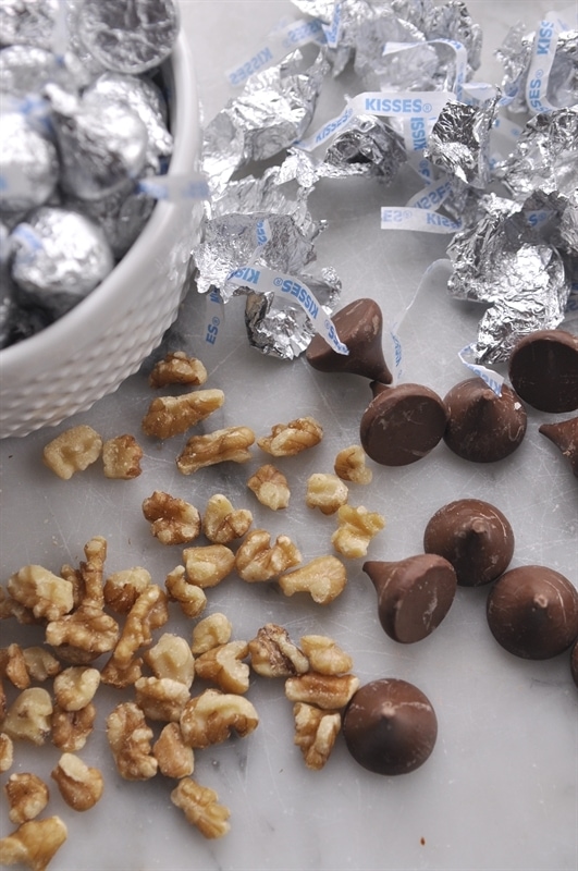 walnuts and hershey kisses