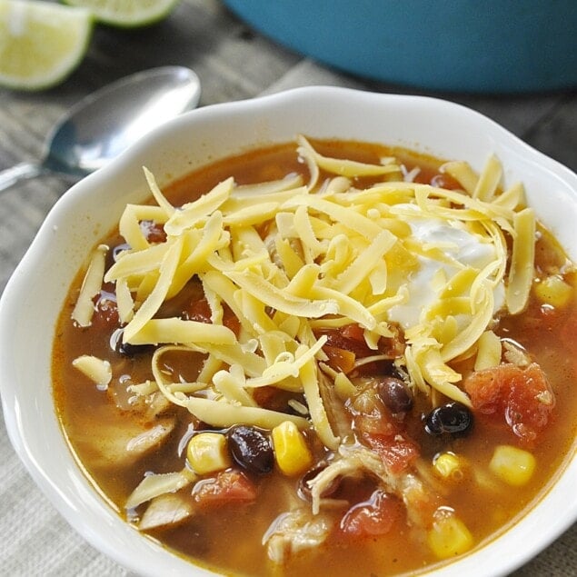 bowl of fiesta turkey soup