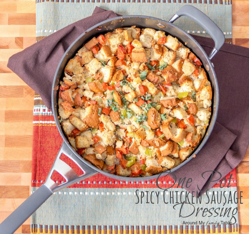 {Gluten Free} One Pot Spicy Chicken Sausage Dressing