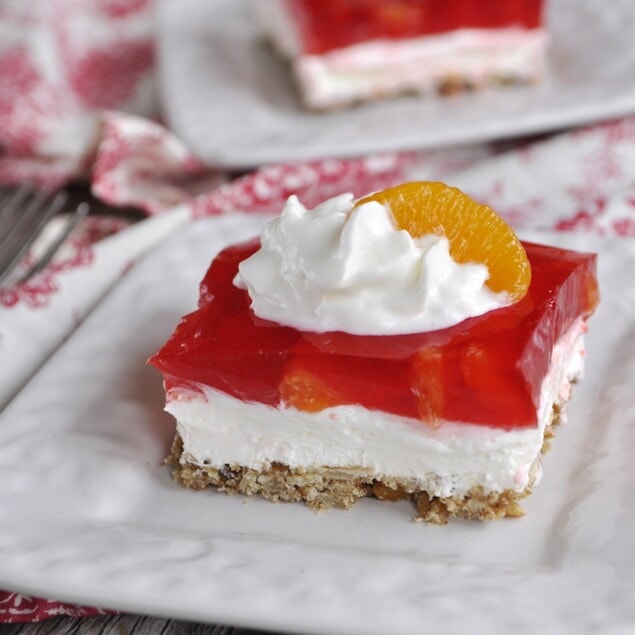 orange cranberry jello on plate