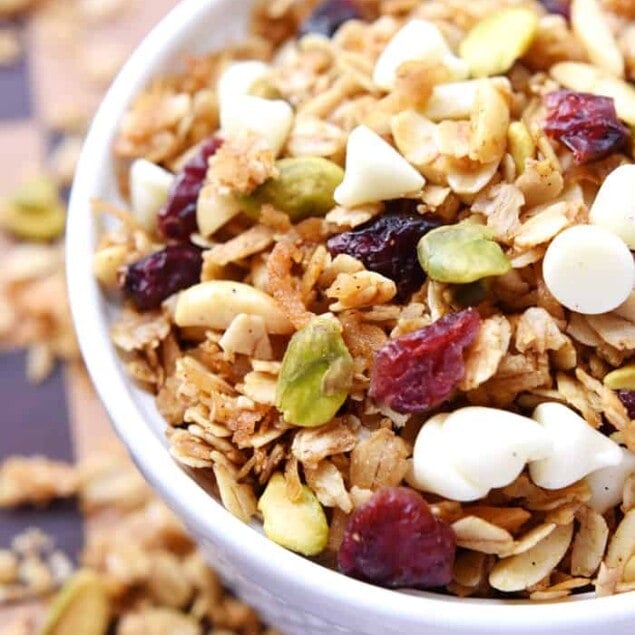 bowl of gingerbread granola