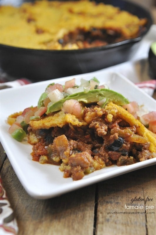 slice of tamale pie on a white plate