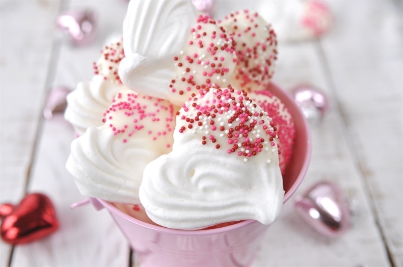 Meringue Hearts with sprinkles
