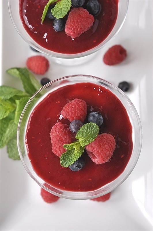 Swedish cream with Raspberry Sauce