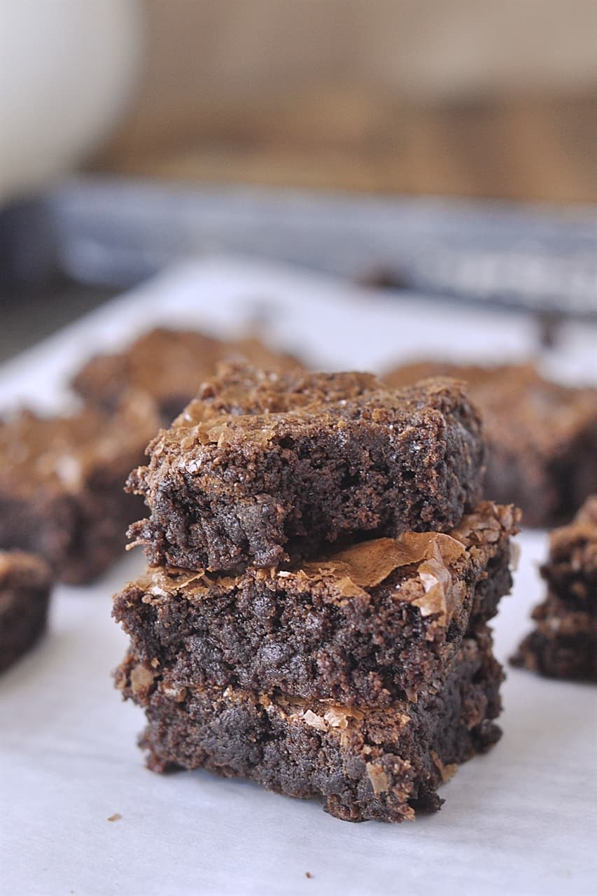 stack of gluten free brownies