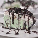 slice of grasshopper pie on a plate