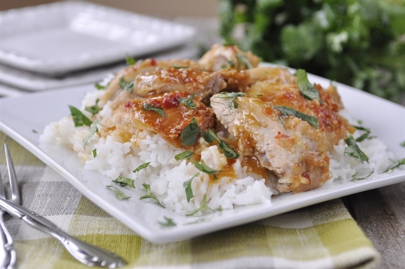 slow cooker citrus chicken over rice