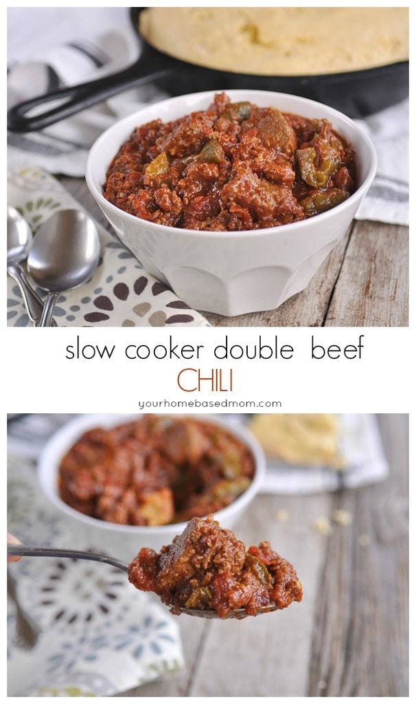 slow cooker double beef chili @yourhomebasedmom