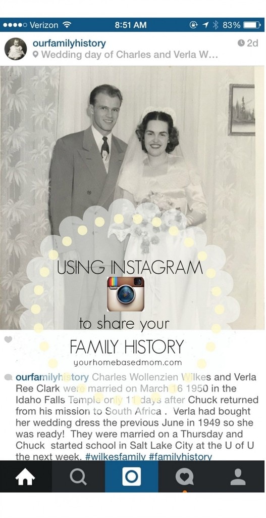 Using Instagram to share your family history@yourhomebasedmom