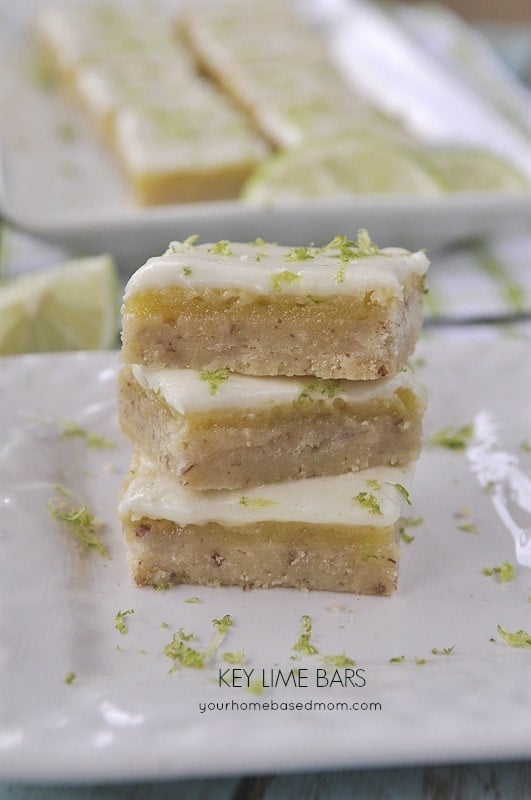 key lime pie bars on a serving platter