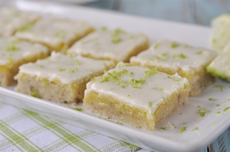 Key Lime Bars on a serving tray