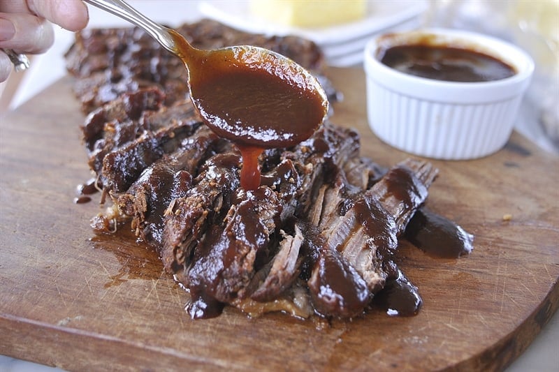 Slow Cooker Beef Brisket @yourhomebasedmom.com