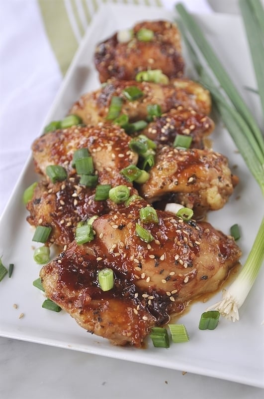 plate of honey garlic ginger chicken