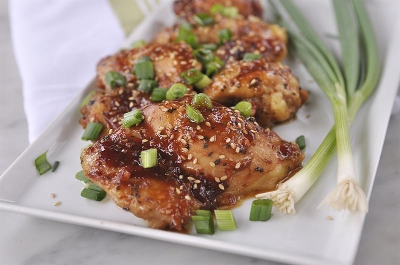 plate of Honey Garlic Ginger Chicken