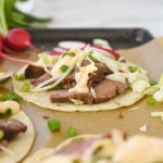 open face korean beef taco