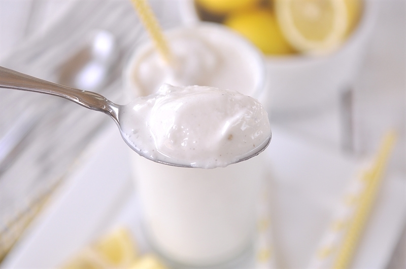 A spoonful of frosted lemonade