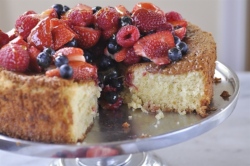 Gluten Free Almond Honey Cake with Berries