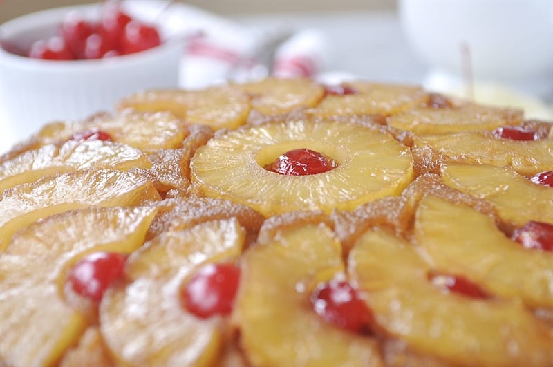 Pineapple Upside Down Cake with Vanilla Sauce @yourhomebasedmom.com