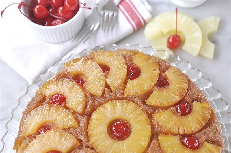 Pineapple Upside Down Cake with Vanilla Sauce @yourhomebasedmom.com